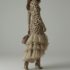 Celeste Leopard Ruffle Midi Dress