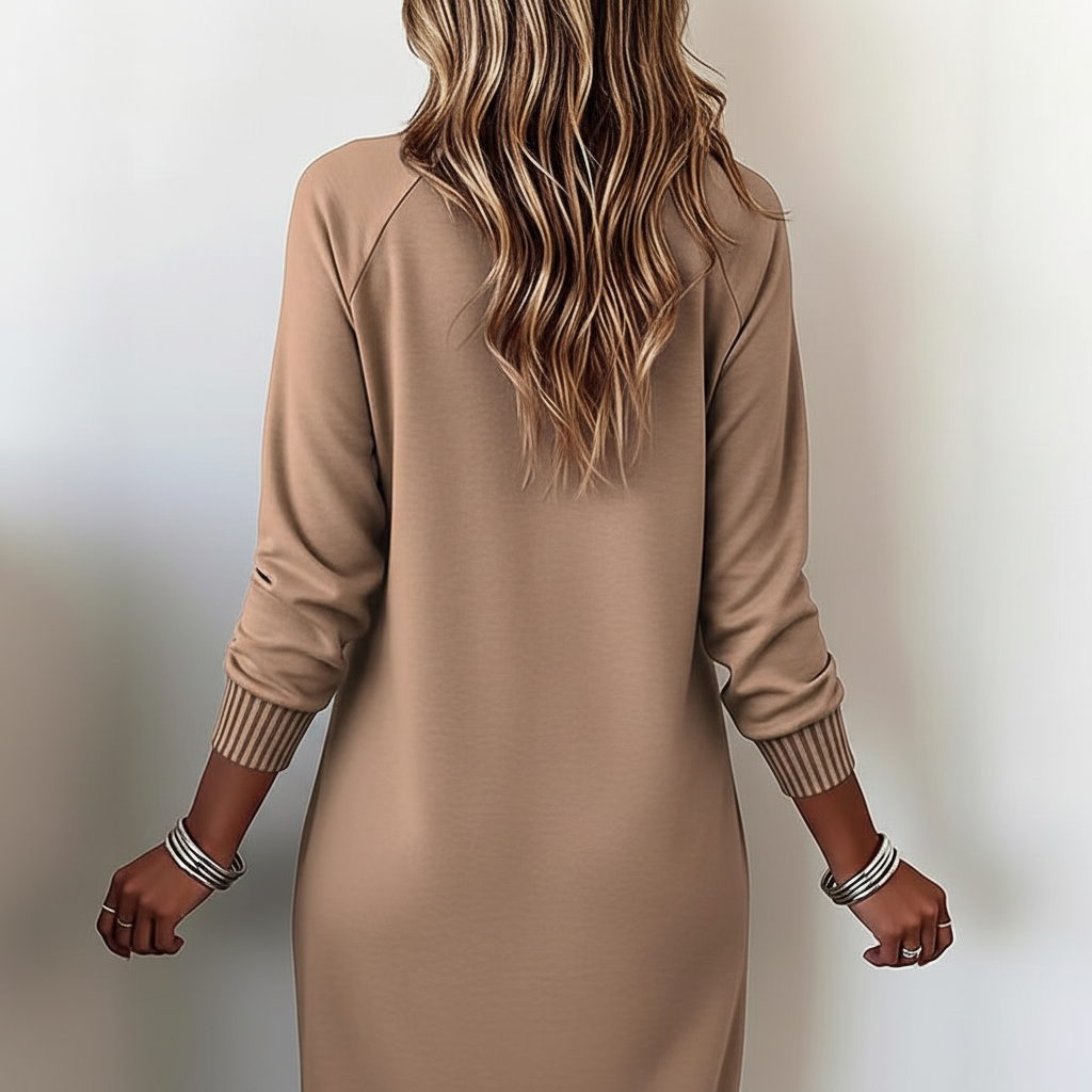 Back view of beige dress