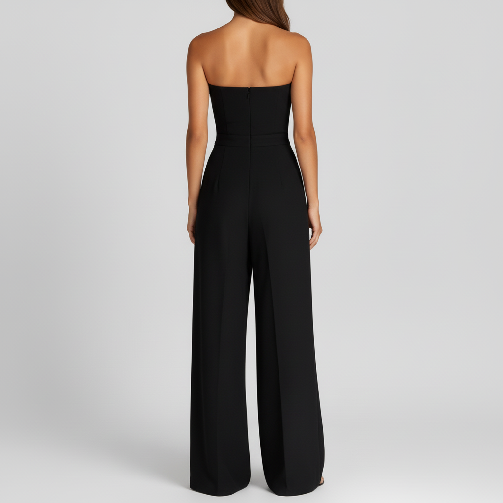 Back view of black jumpsuit