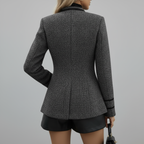Back view of textured tweed blazer