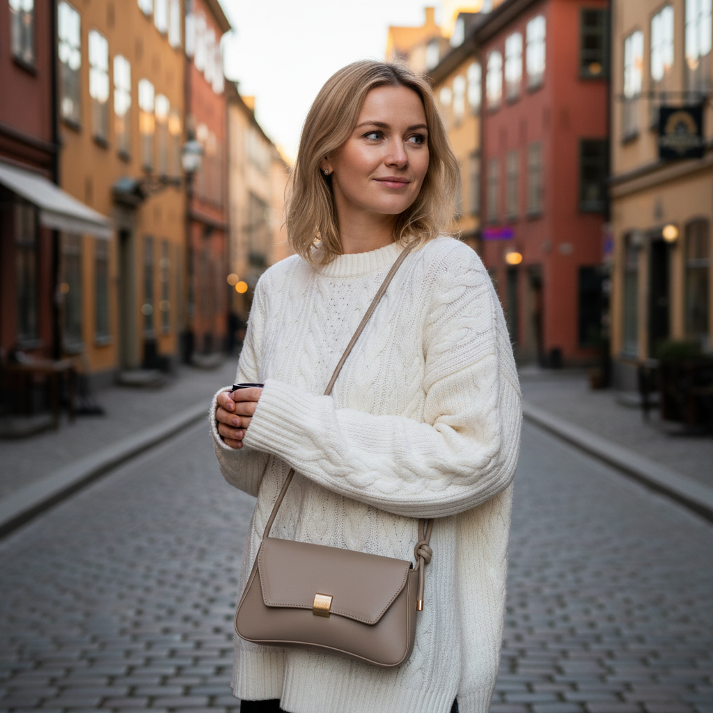 Beige Bag Ultra Realistic Three-Quarter