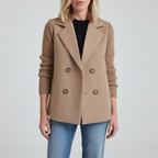 Beige Blazer - Camel Sleeves, Black Undershirt