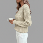 Beige Cable Knit Side