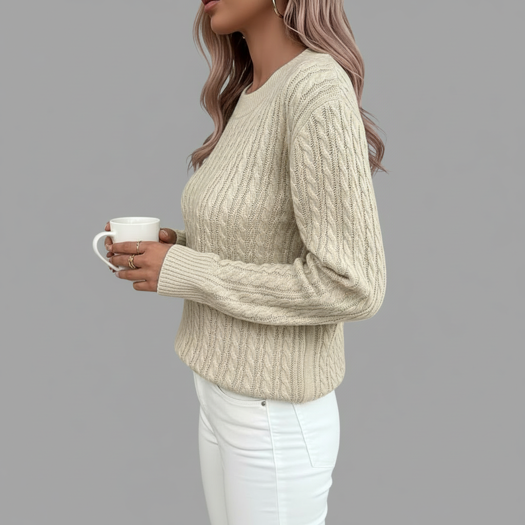 Beige Cable Knit Side