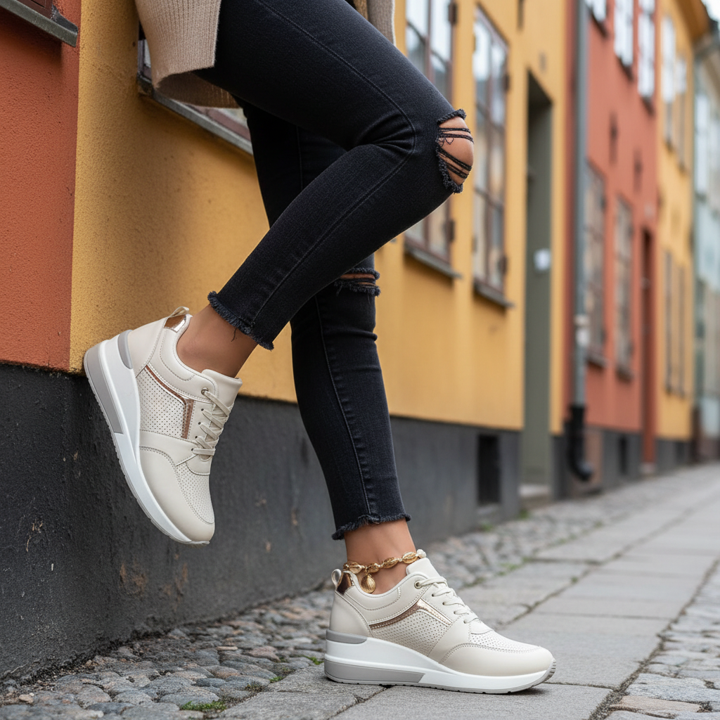 Beige sneakers - leaning