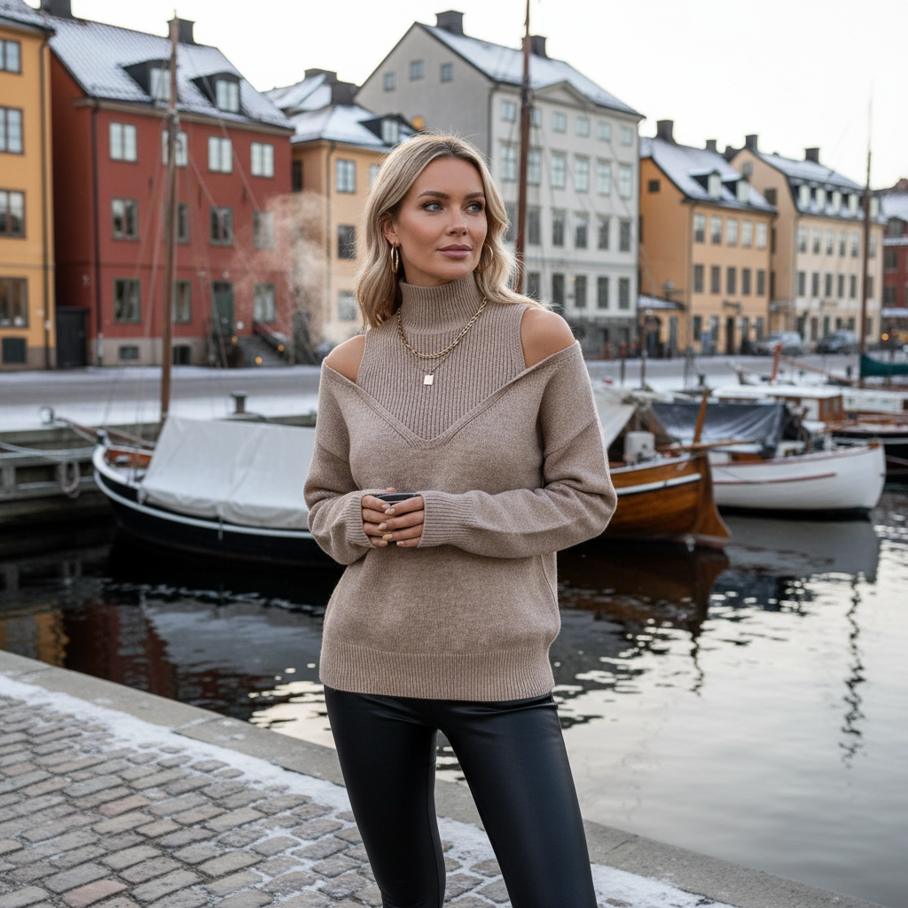 Beige sweater - Stockholm waterfront