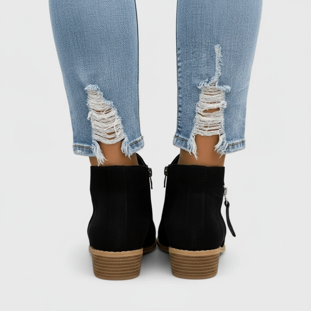 Black boots back view