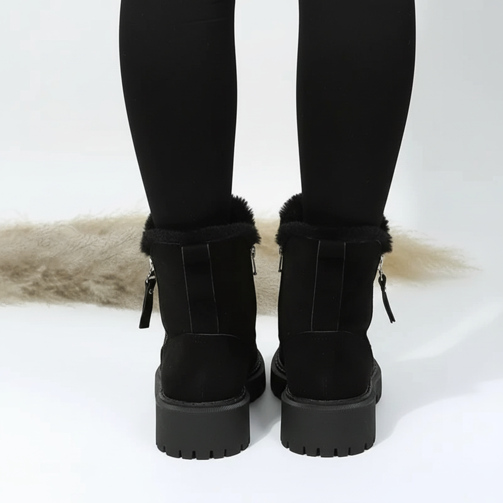 Black boots back view