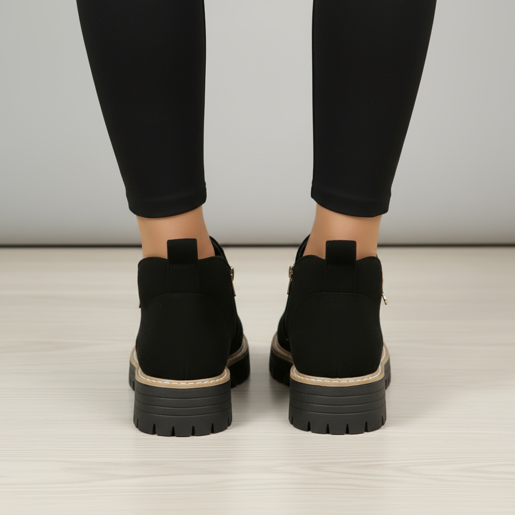 Black boots back view