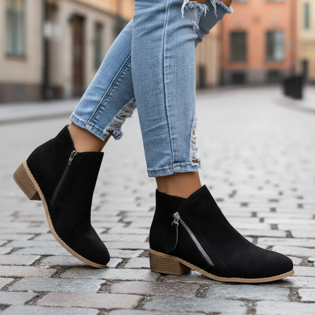 Black boots detail shot