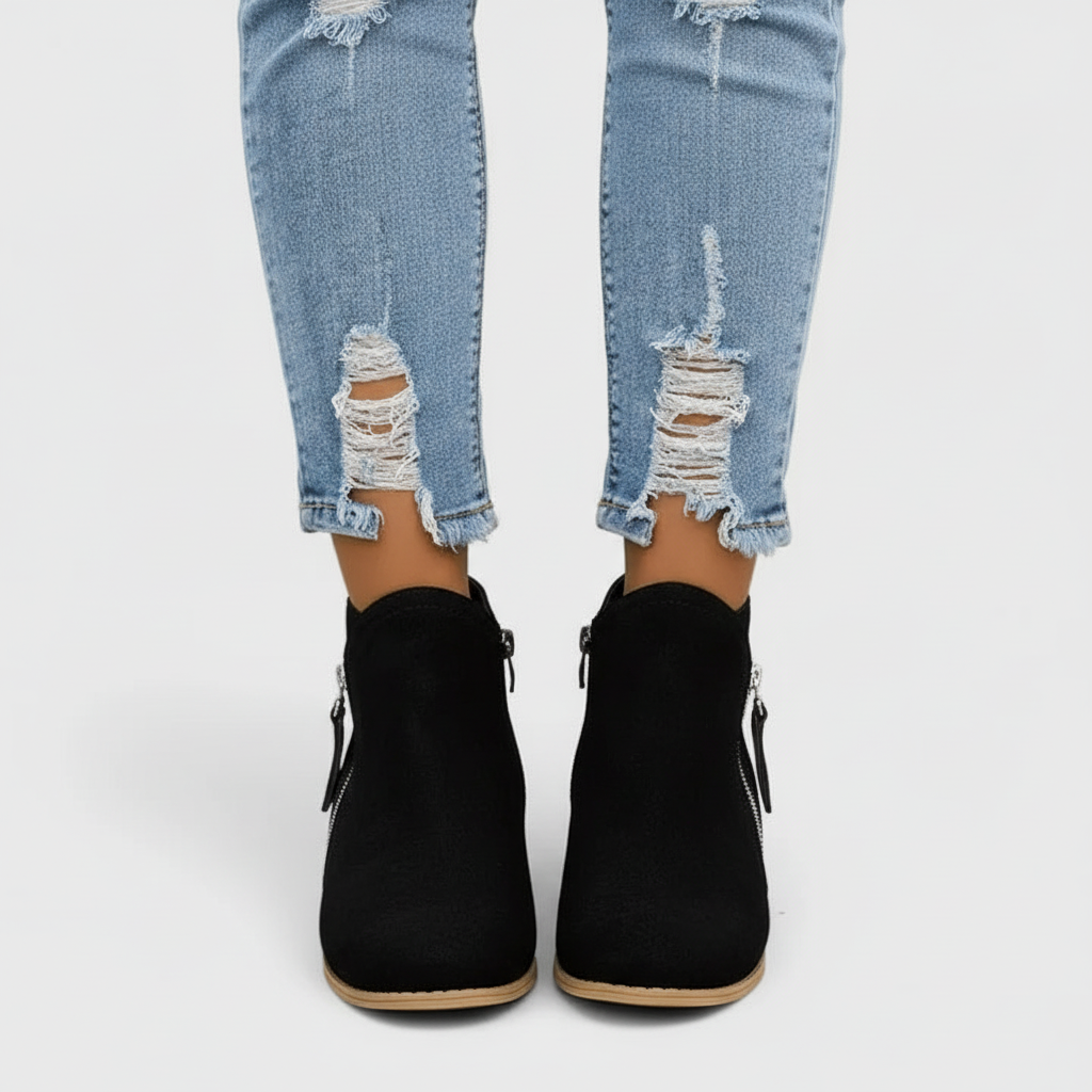 Black boots front view