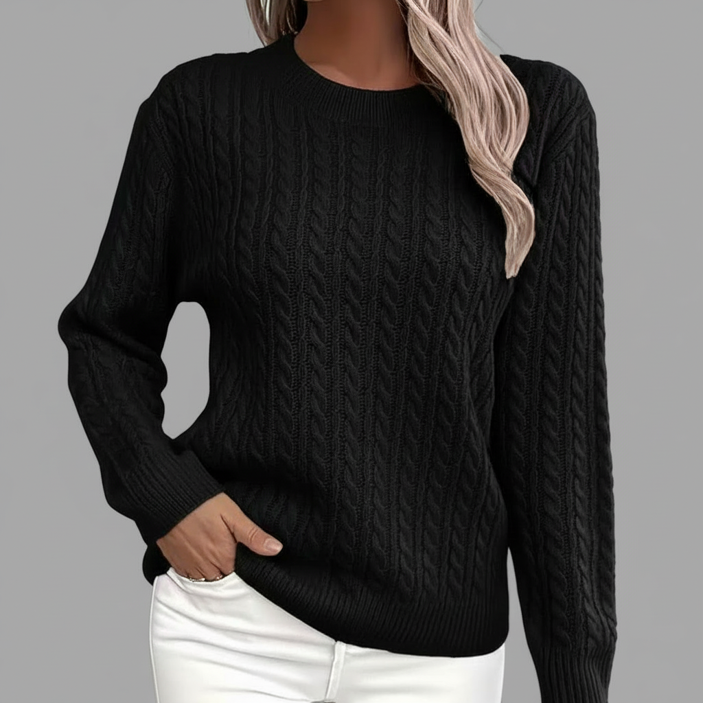 Black Cable Knit Front