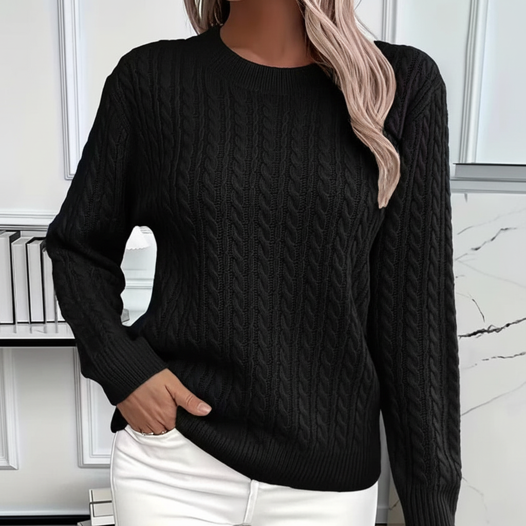 Black Cable-Knit Sweater