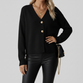 Black cardigan on model - 1024x1024