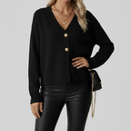 Black cardigan on model - 1024x1024