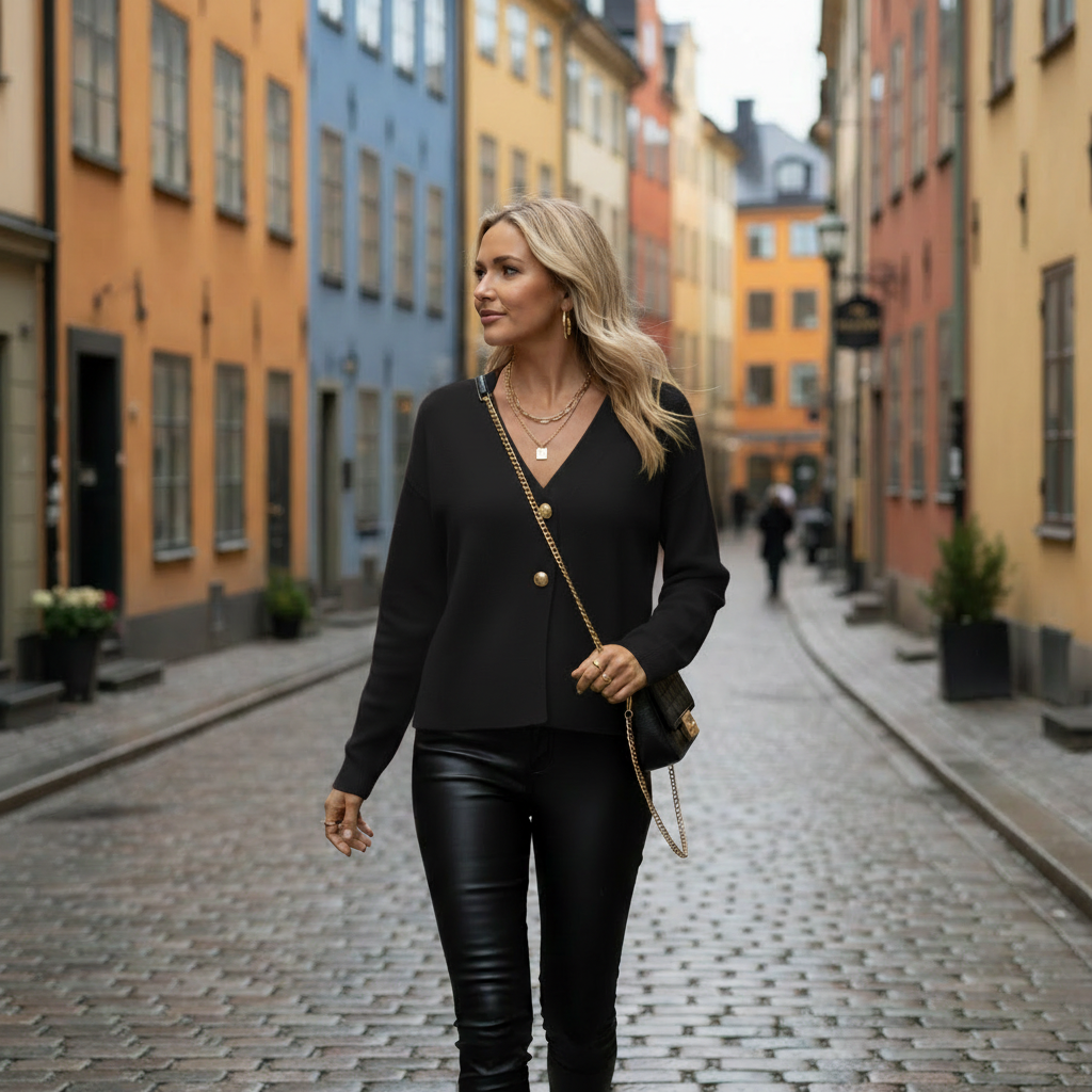 Black cardigan Stockholm 1