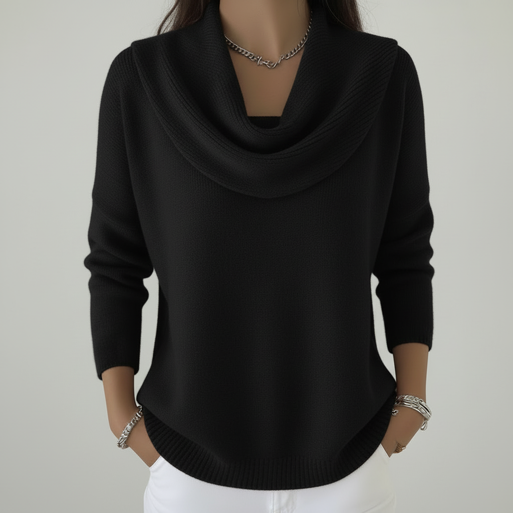Black knit with light grey background