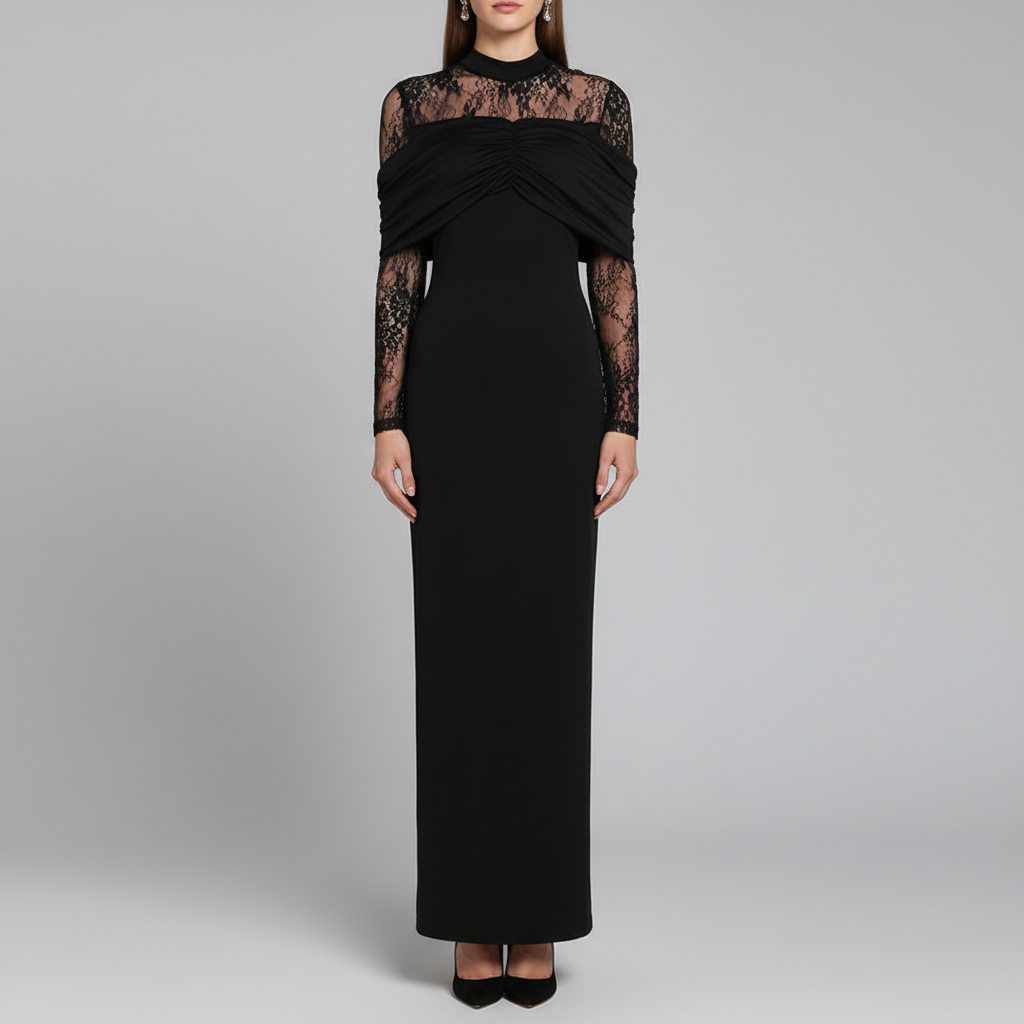 Black lace dress full studio shot