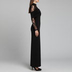 Black lace dress side profile