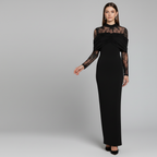 Black lace gown 3/4 front