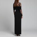 Black lace gown back view