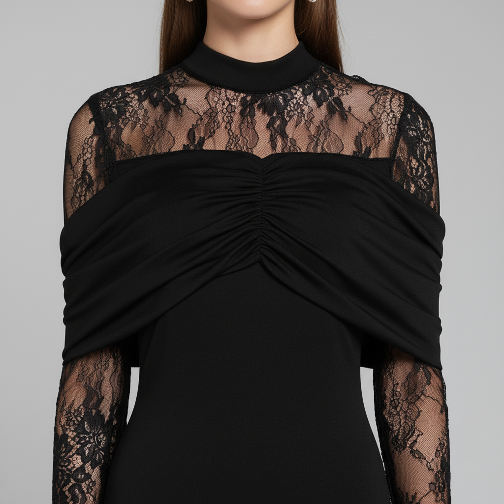 Black lace gown close-up