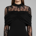 Black lace gown close-up