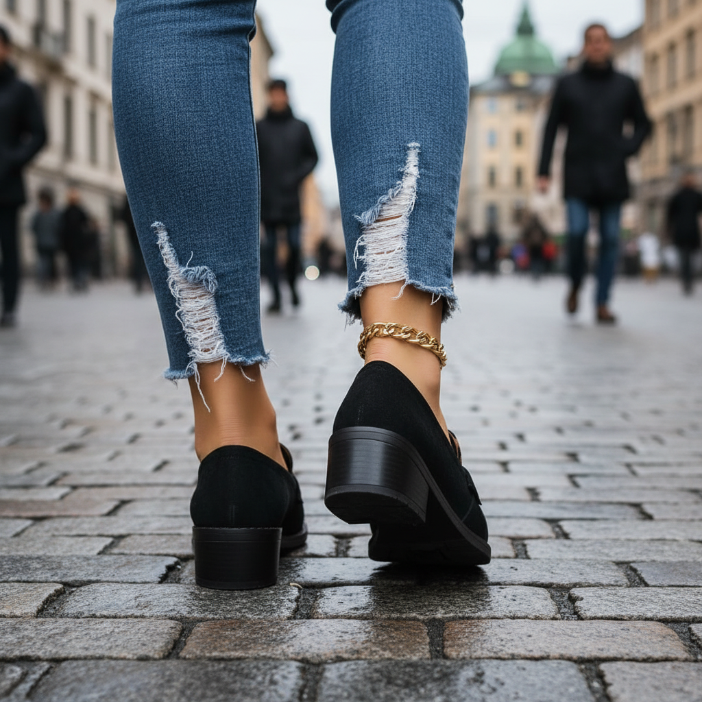 Black Loafers Back Angle