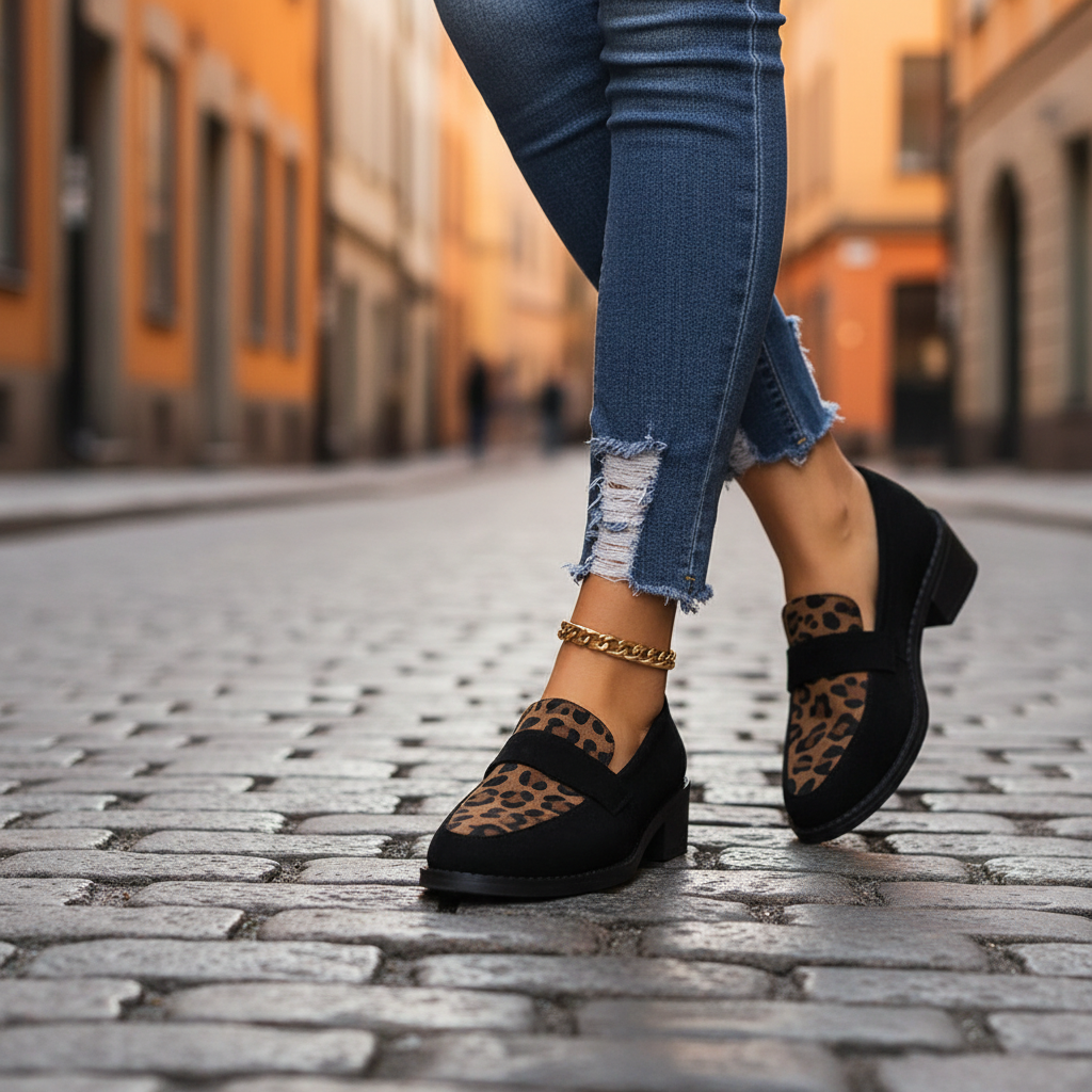 Black Loafers Front Angle