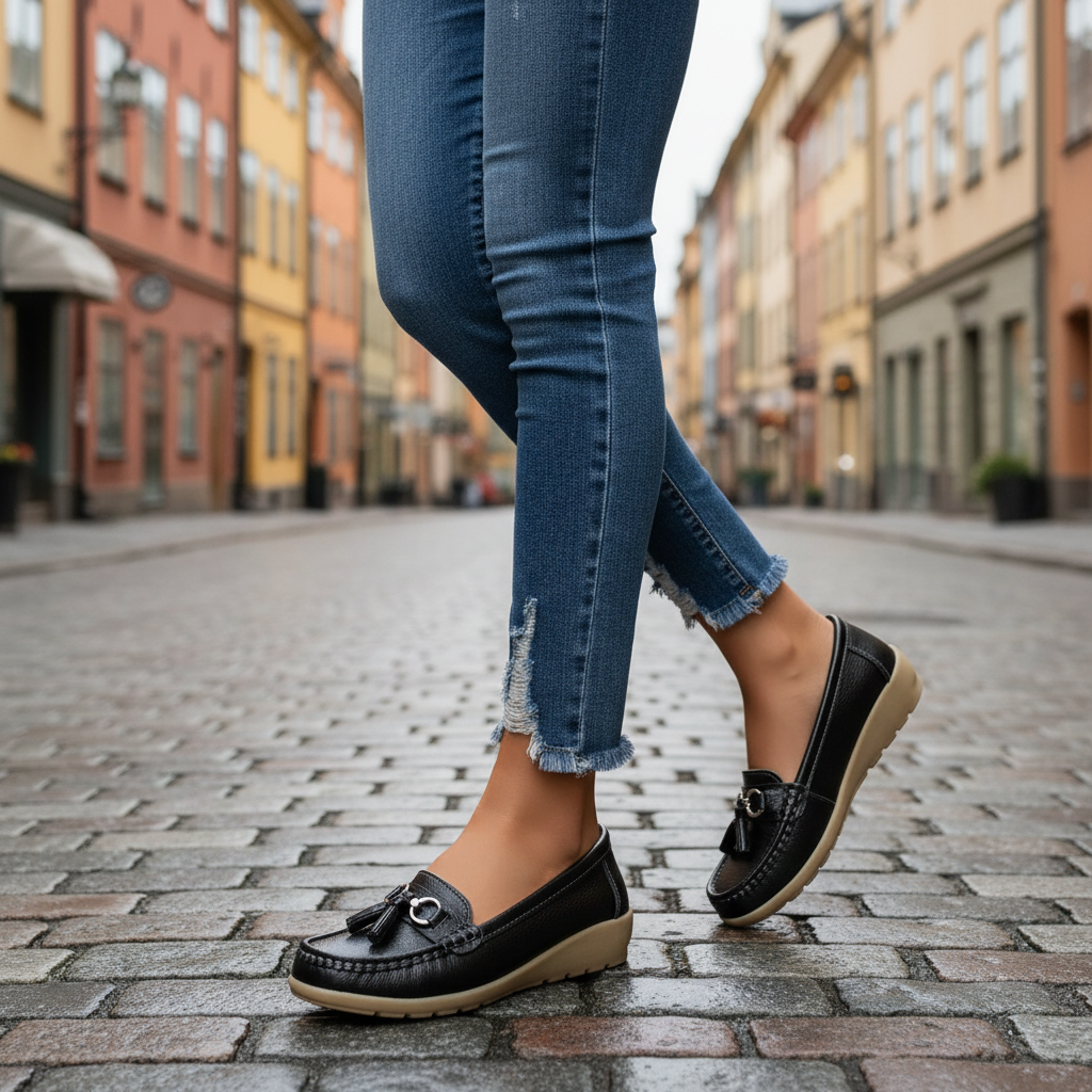 Black loafers - walking