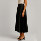 Black pleated skirt side view