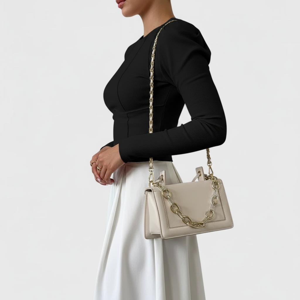 Black ribbed crop top side view