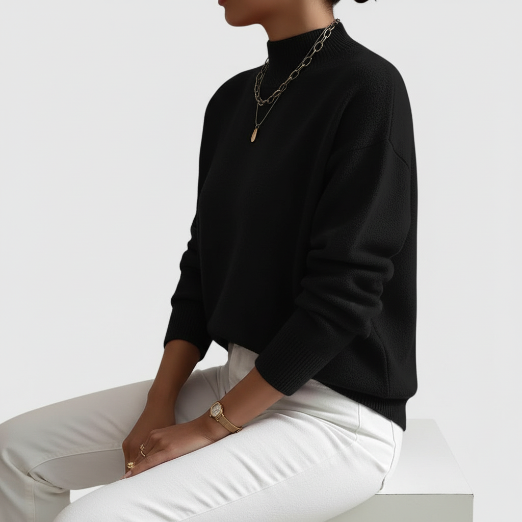 Black sweater side profile