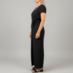 Black wrap jumpsuit side view