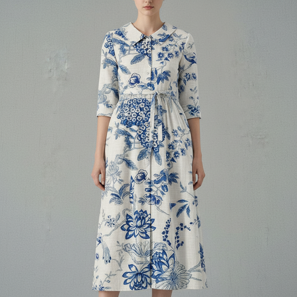 Blue & White Floral Dress – Grey Studio