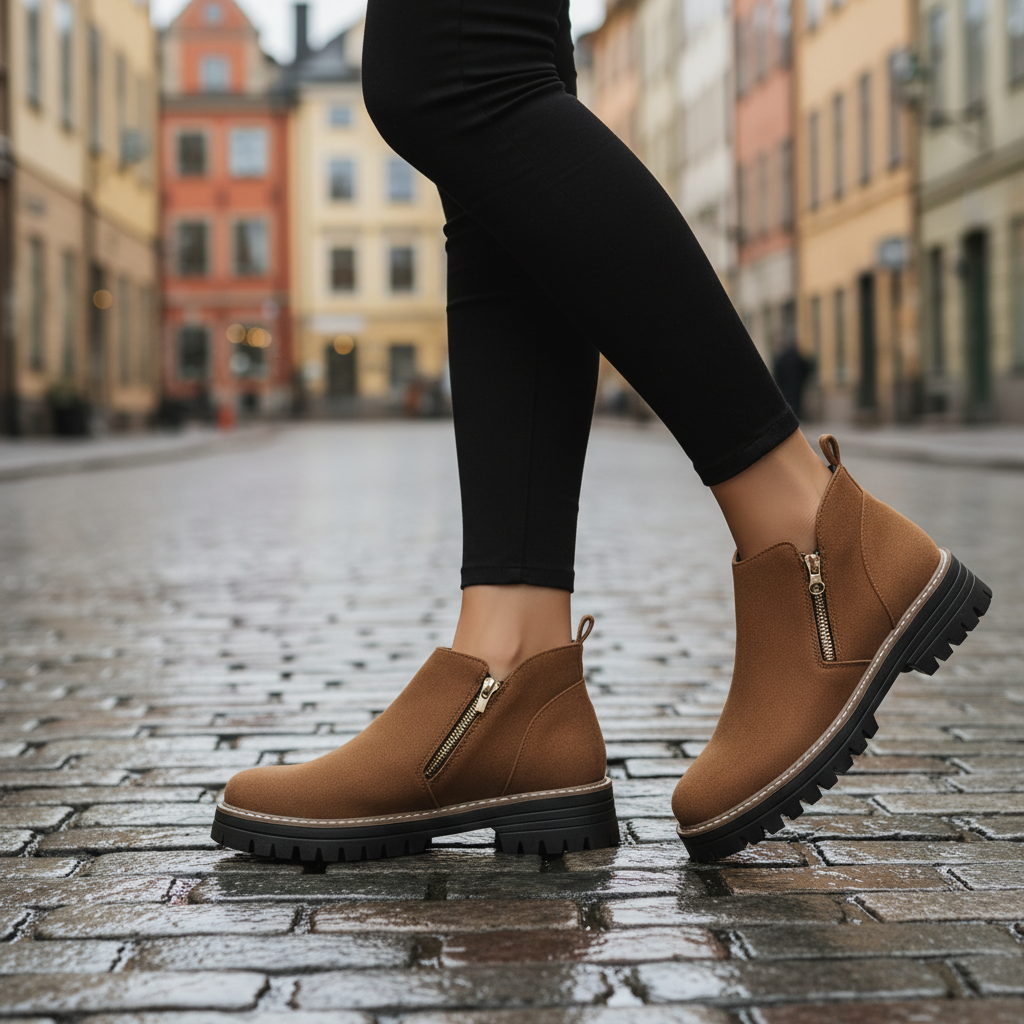 Brown boots - Stockholm street walking
