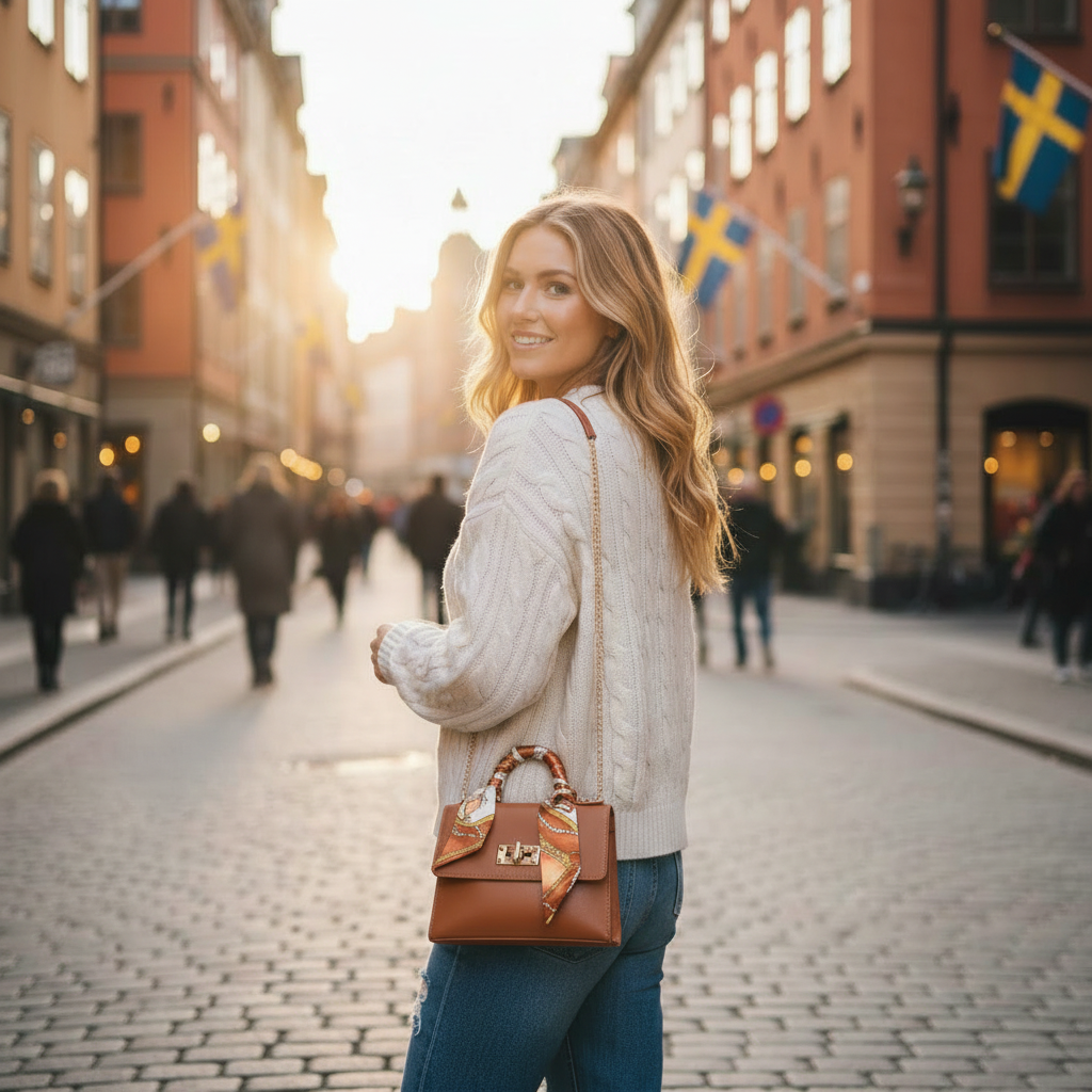Brown Handbag - Stockholm Street Scene