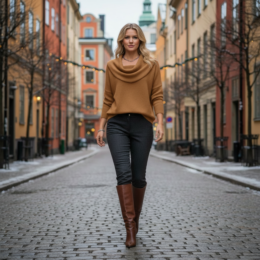 Brown knit - Stockholm street walking