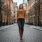 Brown knit - Stockholm street walking