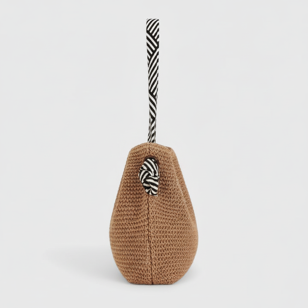 Brown Straw Tote Side