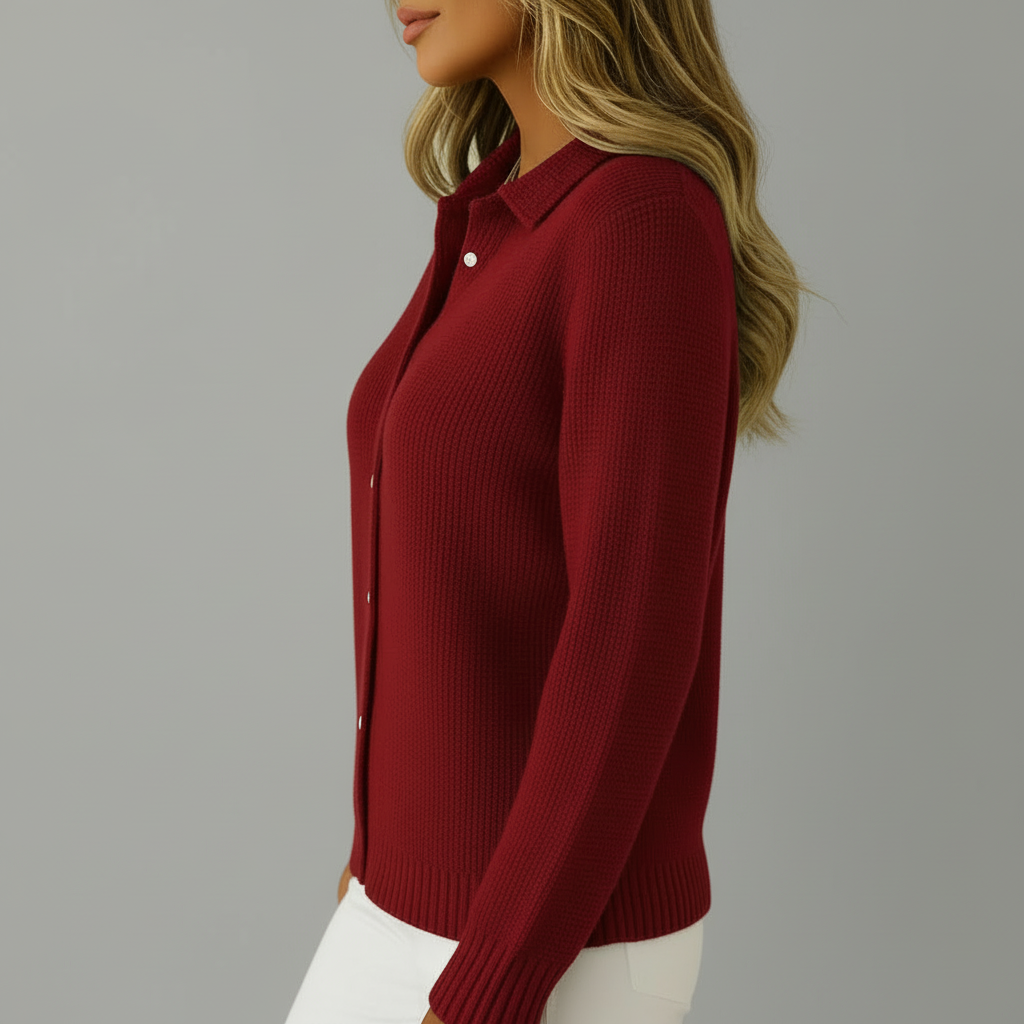 Burgundy Cardigan Side Grey BG