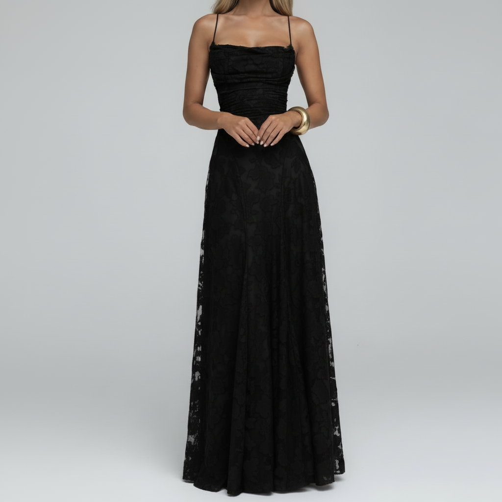 Burgundy Lace Maxi – 3/4 Studio