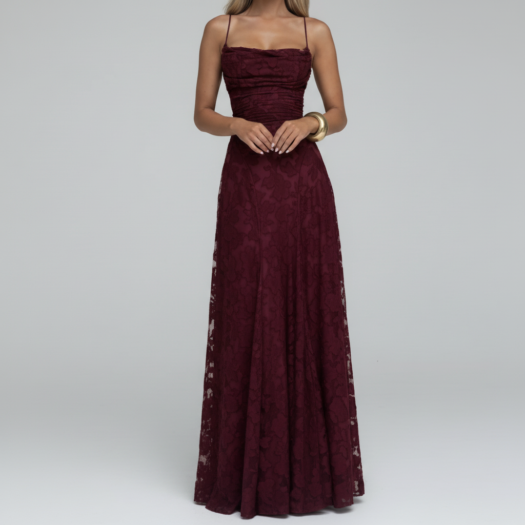 Burgundy Lace Maxi Dress – Headless Studio