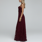 Burgundy Lace Maxi – Side Profile