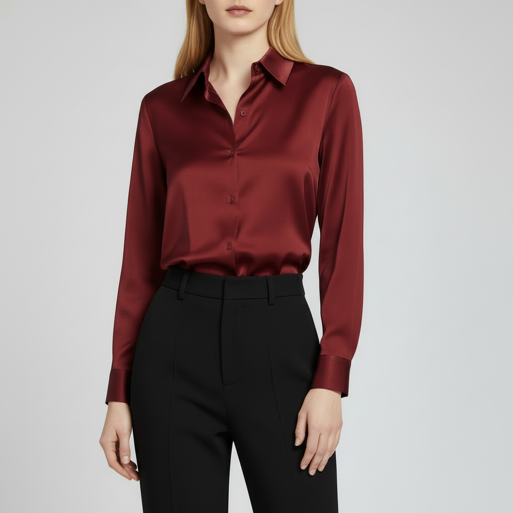 Burgundy Satin Blouse – Blouse Focus
