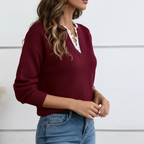 Burgundy sweater side view