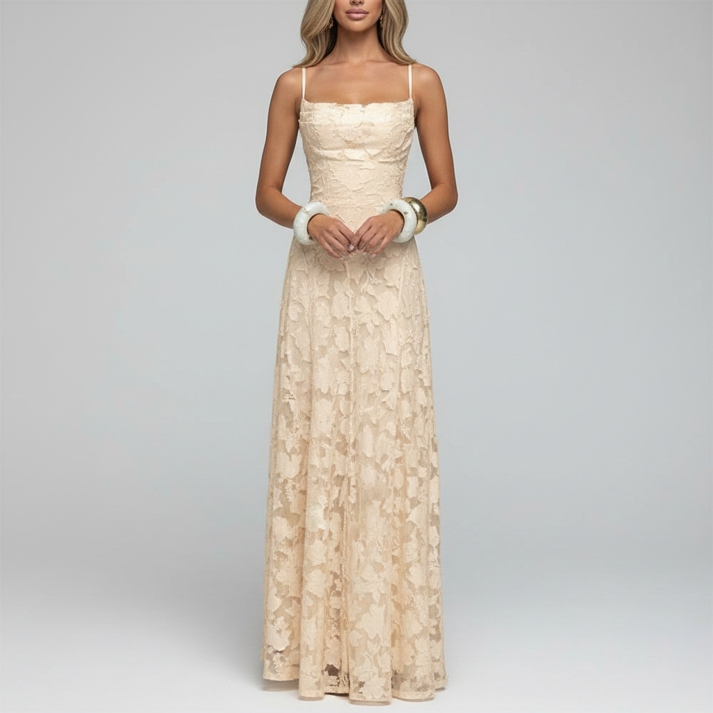 Champagne Lace Maxi Dress – Studio