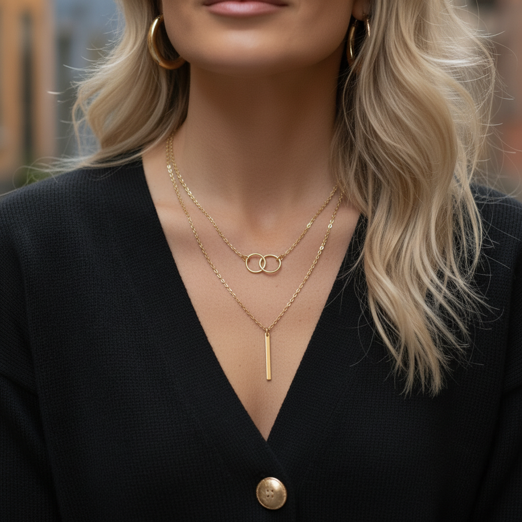 Close-up necklace centered composition