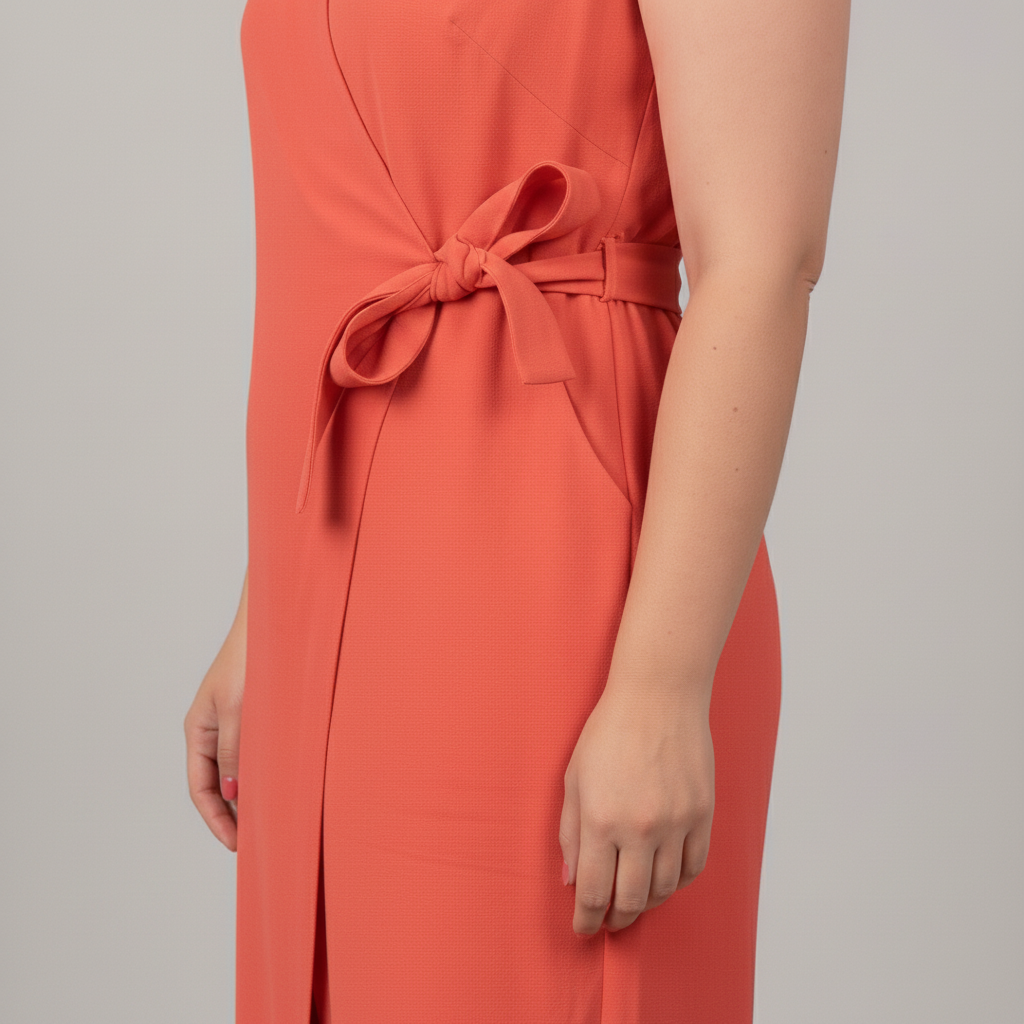 Coral jumpsuit detail