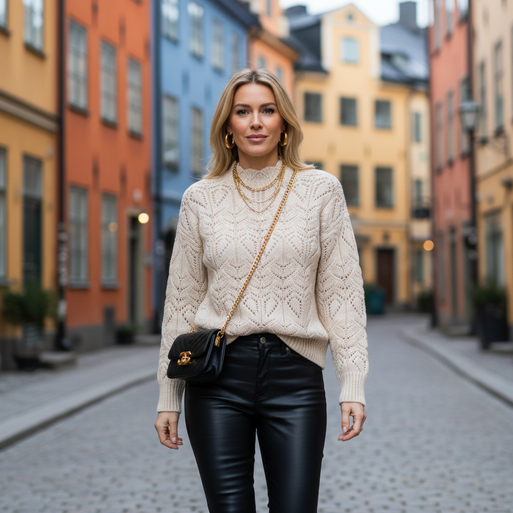 Cream crochet sweater Stockholm 1